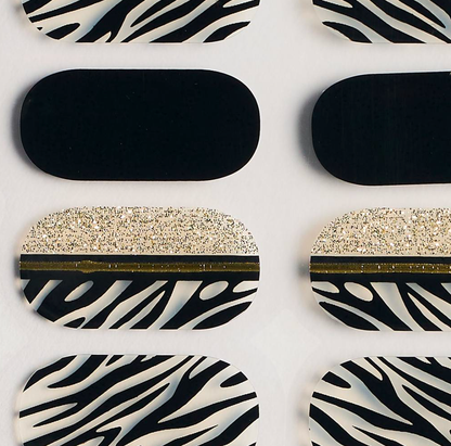 Stripes and Gold Gel Nails