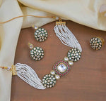 Joban Fashion Copper Meenakari Kundan Pearl Choker Set