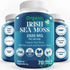 Premium Irish Sea Moss Capsules, 100% Pure, Powerful Formula Recommended by Dietitian, Wildcrafted Sea Moss, Bladderwrack & Burdock Root, No Sugar, Gluten, Caffeine & Fat