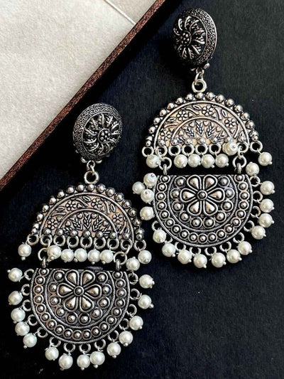 Joban Fashion Double Chandbali Oxidized Earring