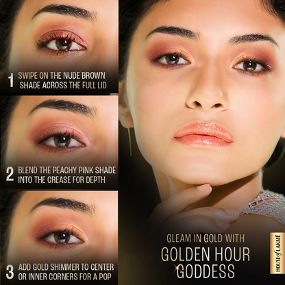 Lakme 9 To 5 Eyeconic Cream Powder Eyeshadow Stack - Golden Hour Goddess