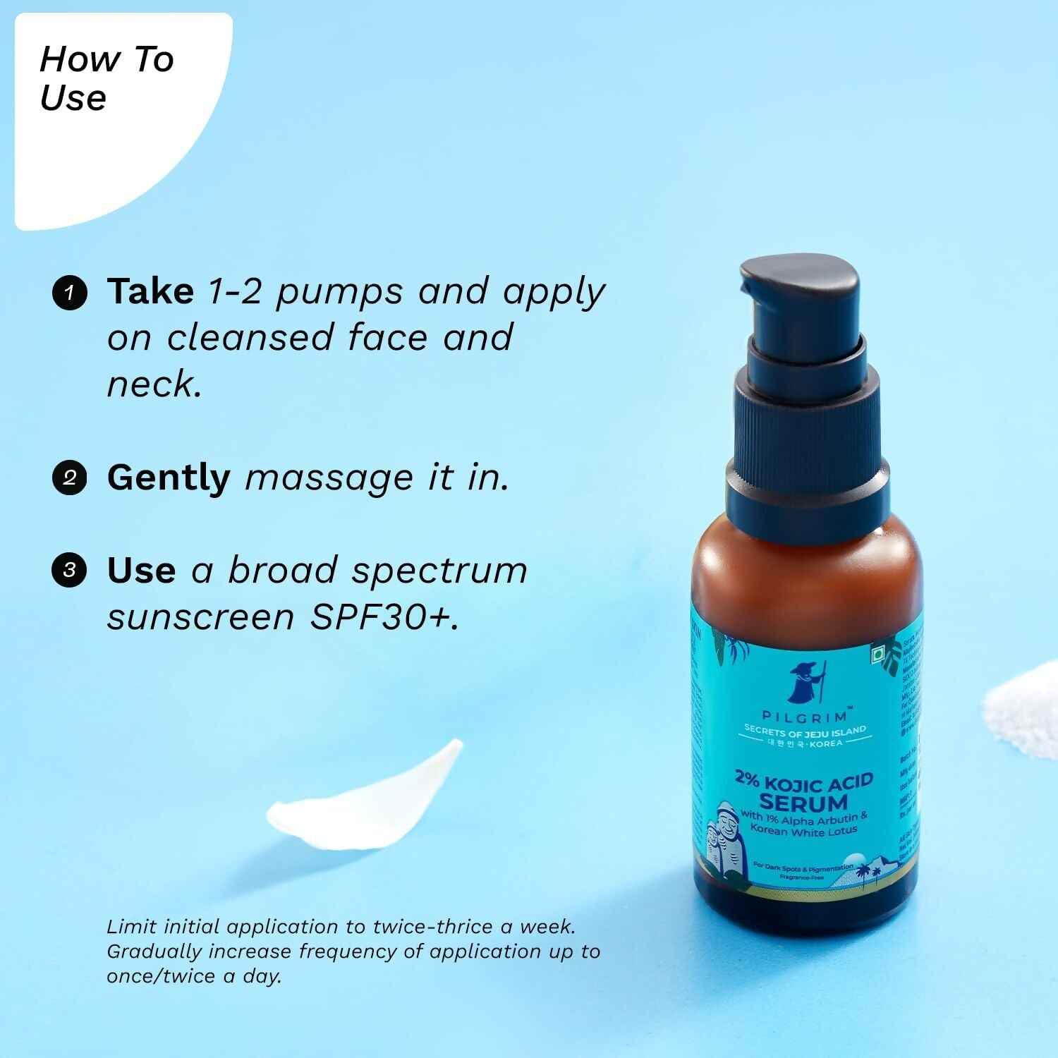 Pilgrim 2% Kojic Acid Serum Arbutin &amp; Korean White Lotus For Acne &amp; Darks spots